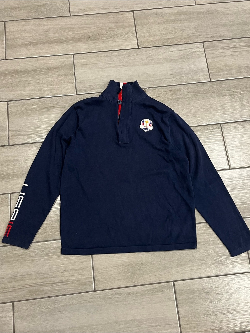 RLX Ralph Lauren USA16 Henley 1/4 Zip Funnel Neck LS Sweater Shirt Jacket Mens L